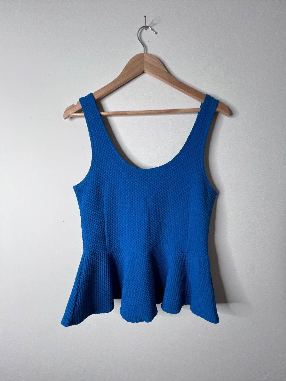 Ganni Royal Blue Textured Peplum Camisole